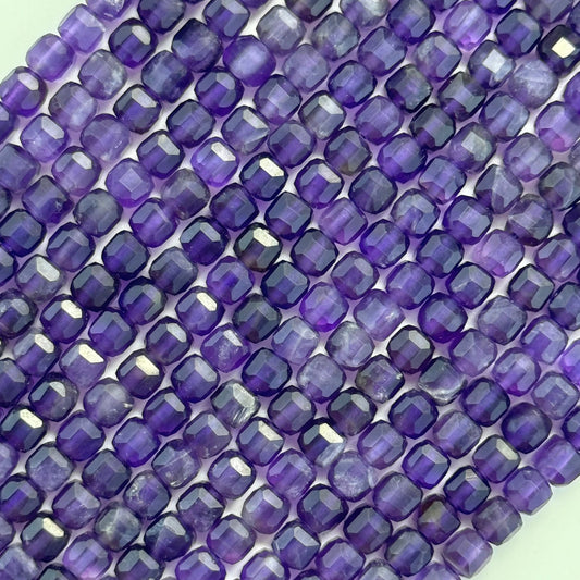 Purple Amethyst - in cube or square shape - strands , all natural purple, perfect for jewelry making
