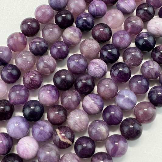 Sugilite Gemstone Beads with Polished Finish and Round Shape