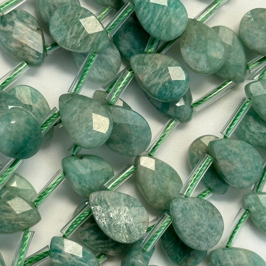 Brazilian Amazonite AAAA Faceted Pear Shape Gemstone Beads image 7