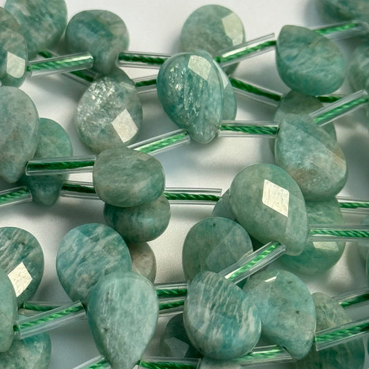 Brazilian Amazonite AAAA Faceted Pear Shape Gemstone Beads image 9