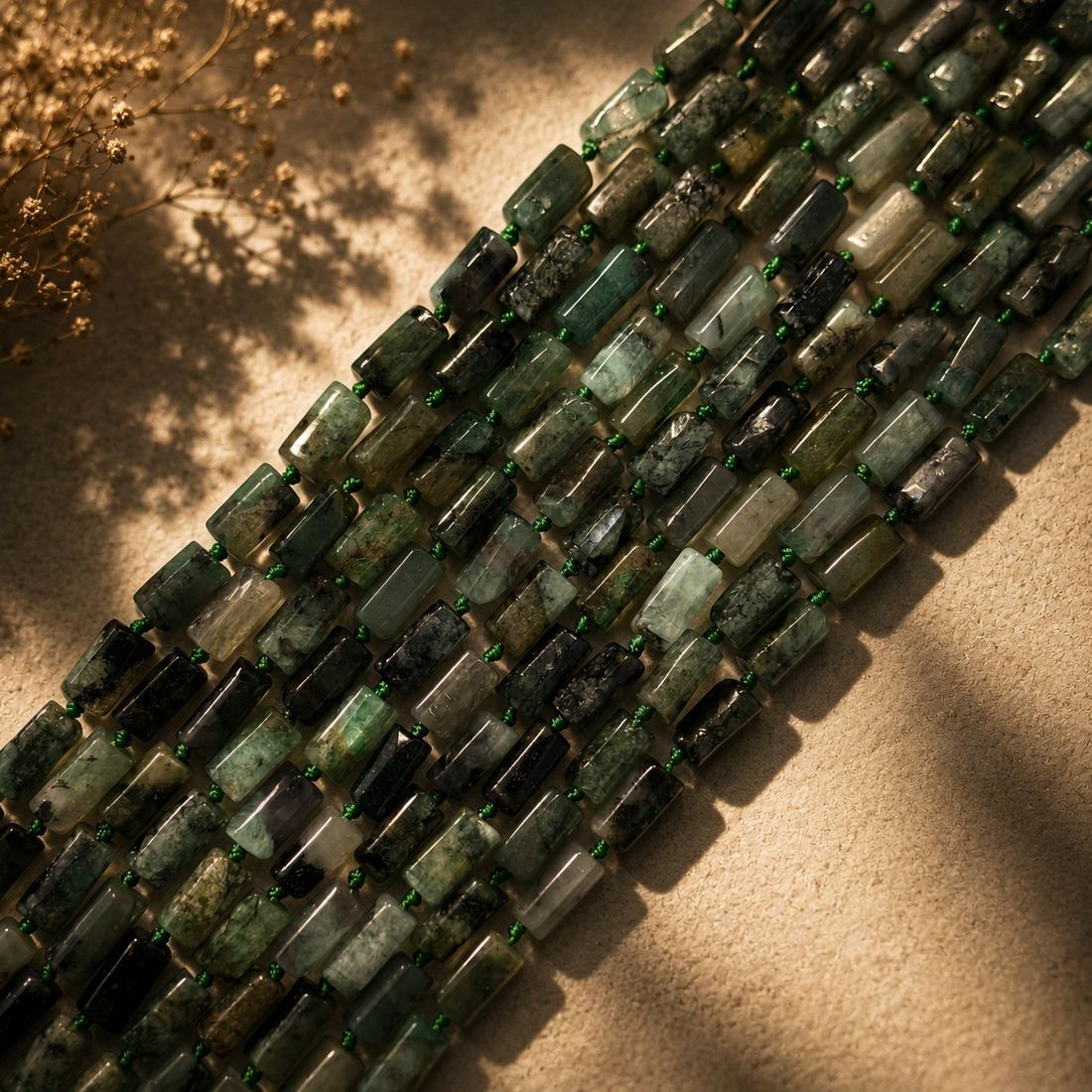 Natural emerald cylinder precious stone beads for luxury bracelets, necklaces, and custom gemstone jewelry making