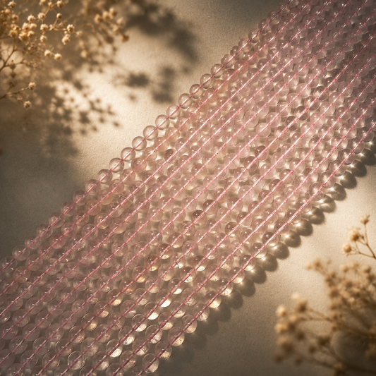 Natural quartz gemstone beads showing clarity, inclusions, polishing quality, and different quartz varieties