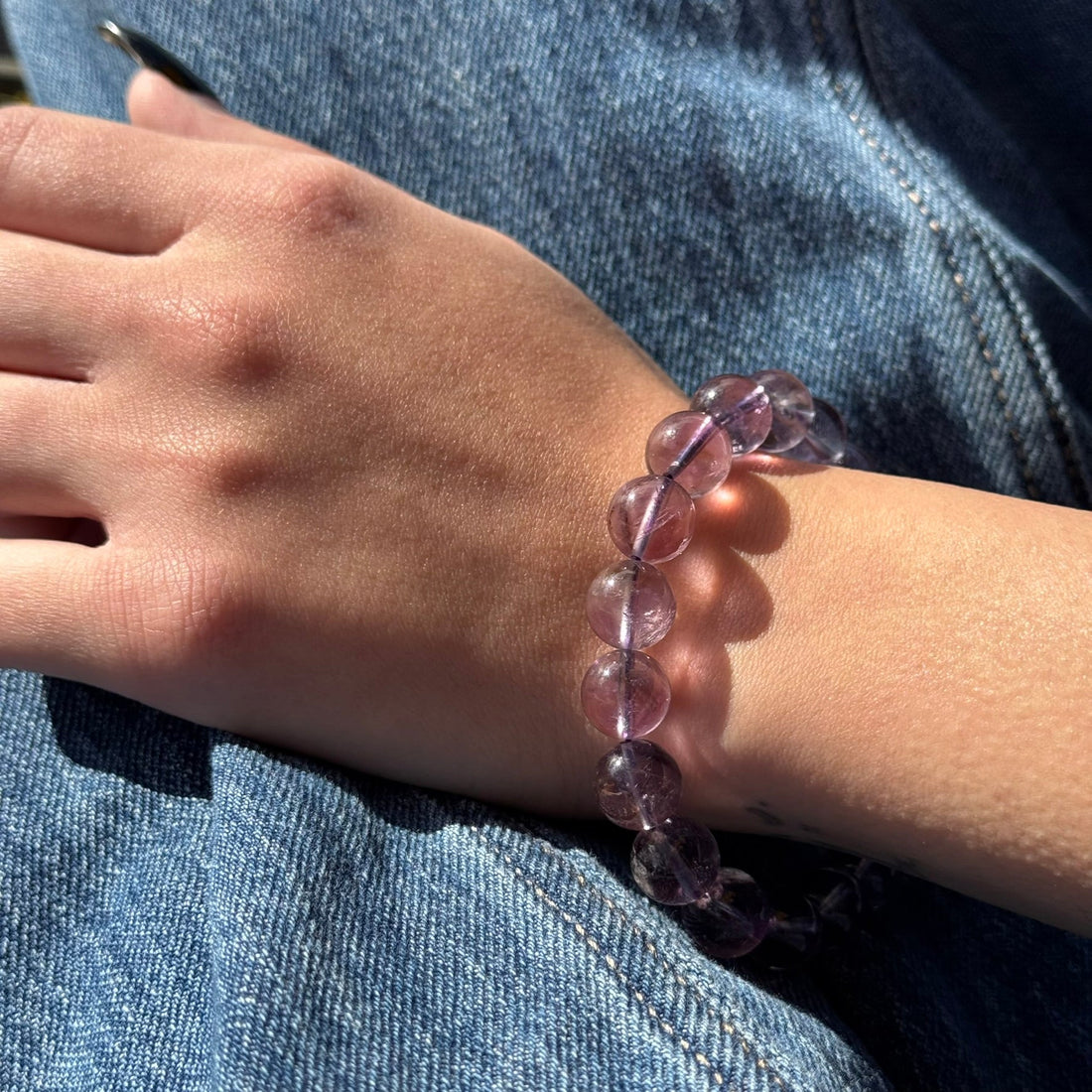 lavender amethyst beaded bracelet with soft purple tone