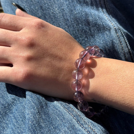 lavender amethyst beaded bracelet with soft purple tone
