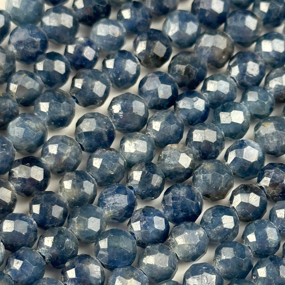 Natural faceted sapphire round gemstone beads for luxury jewelry making