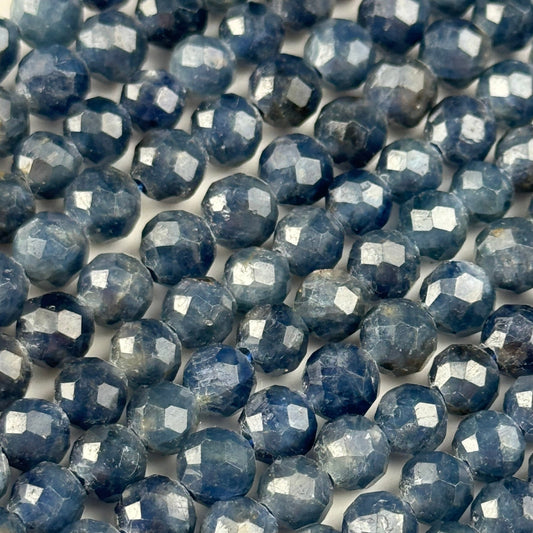 Natural faceted sapphire round gemstone beads for luxury jewelry making