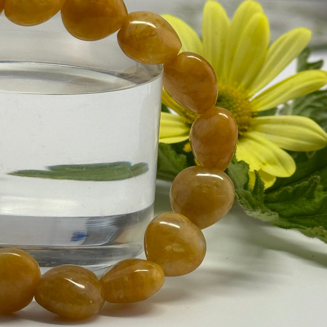yellow quartz heart shaped gemstone bracelet