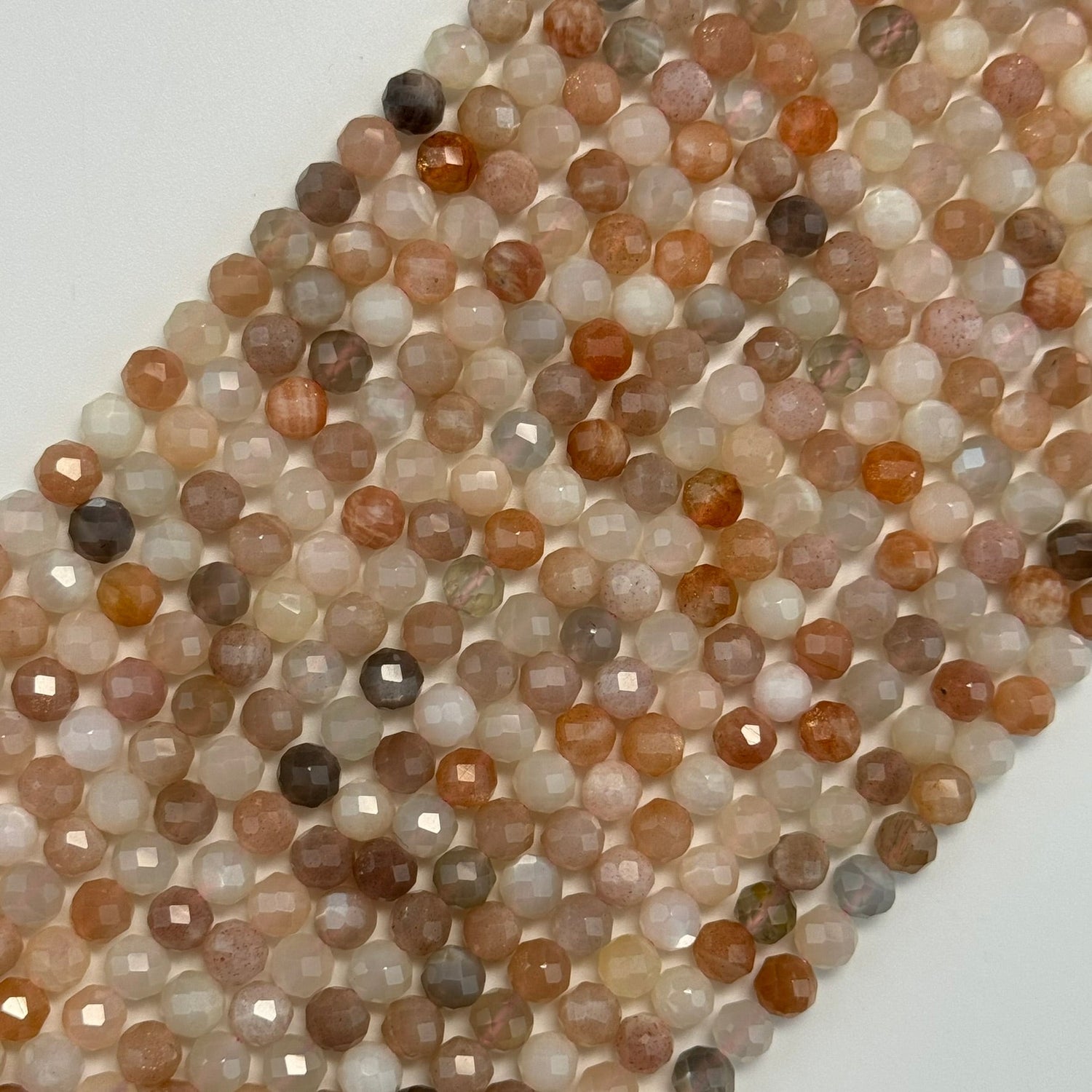 Sunstone Moonstone Faceted Gemstone Beads