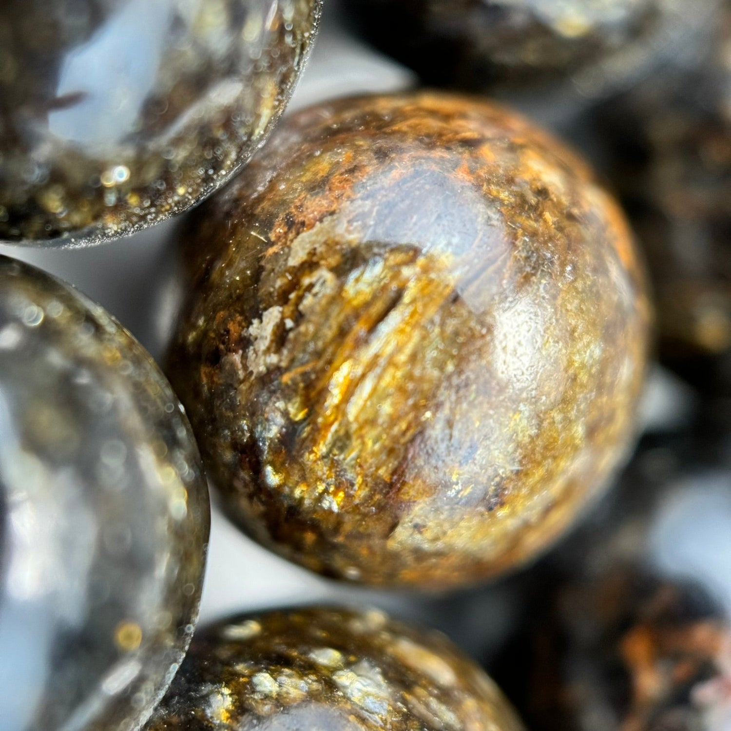 Natural Biotite gemstone beads in dark brown and black mica tones for bracelet making, necklaces, earrings, and custom jewelry designs