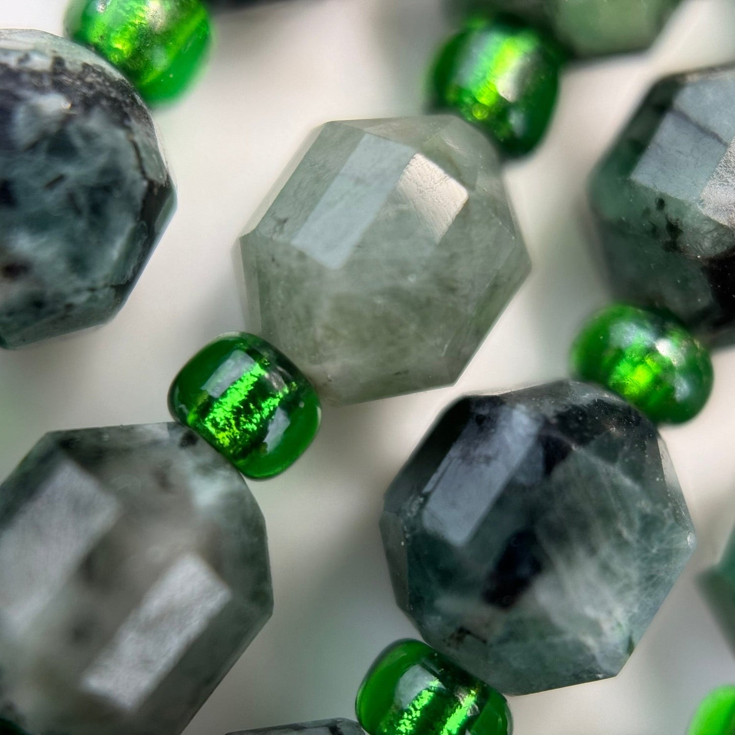 Dodecahedron Emerald Gemstone Beads
