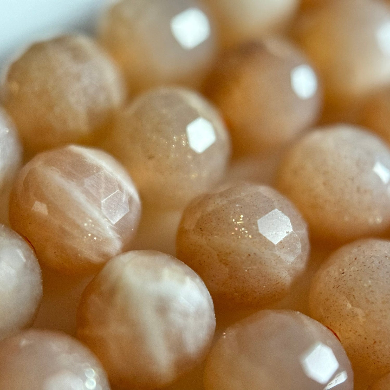 Bead Store - RezaGemCollection - Faceted Sunstone Moonstone as a show case of bead shop