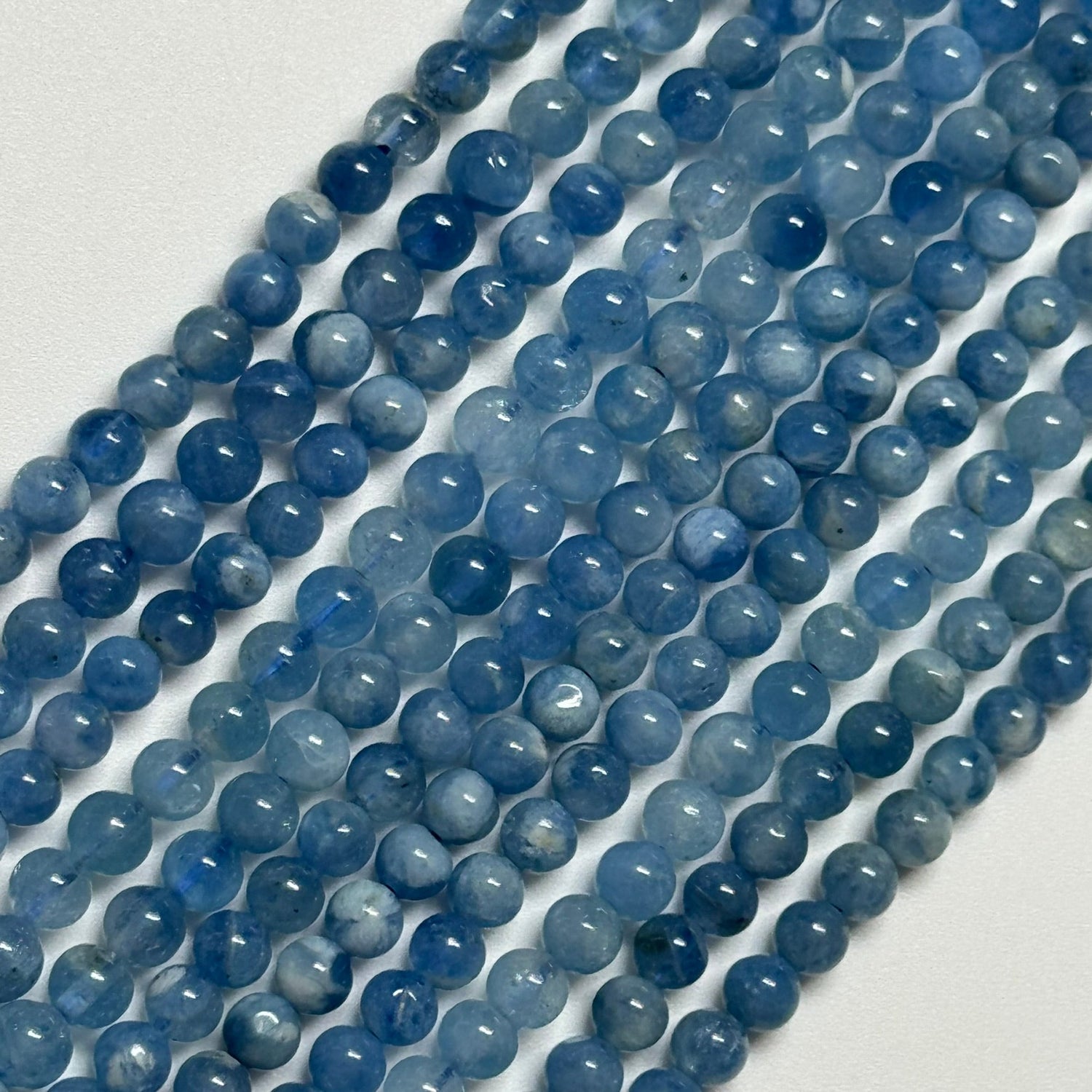 Aquamarine Stone Beads - Polished Smooth Round Beads