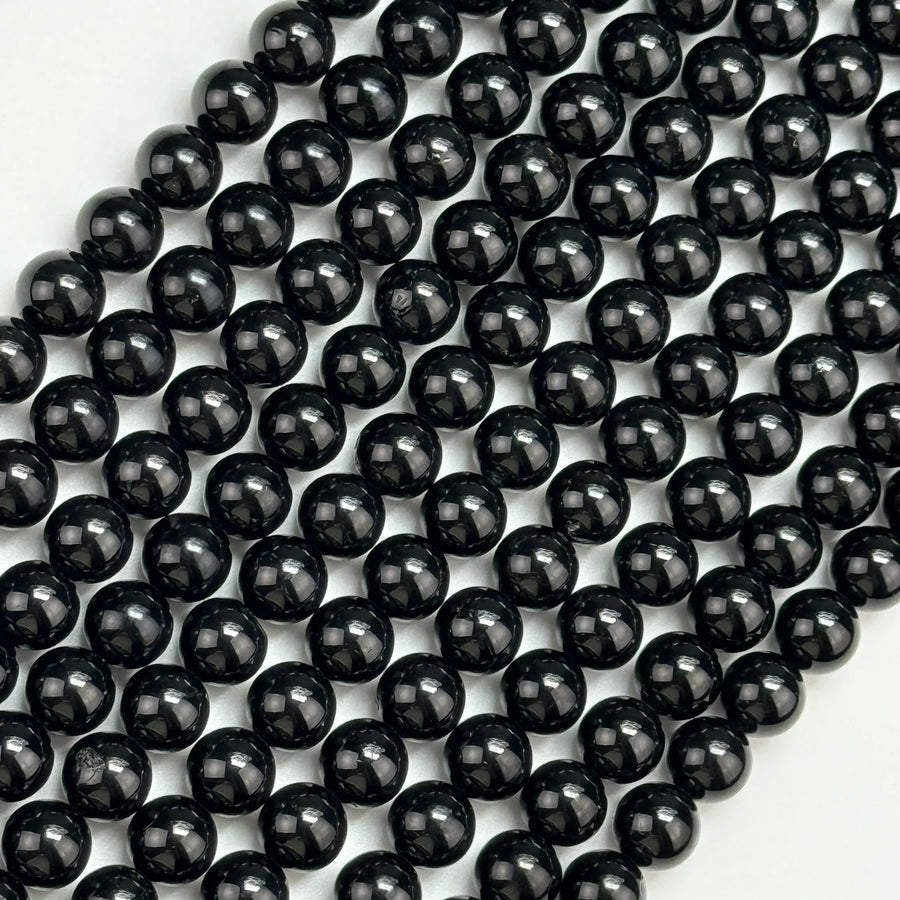 Black Obsidian Polished  Round Beads image 0
