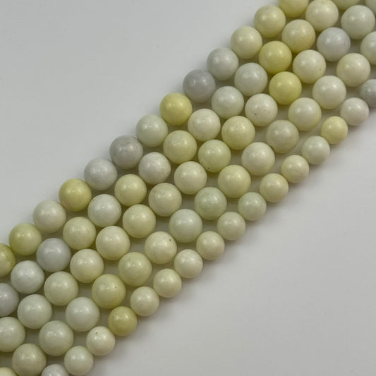 Light Yellow Serpentine Polished Round Beads image 0