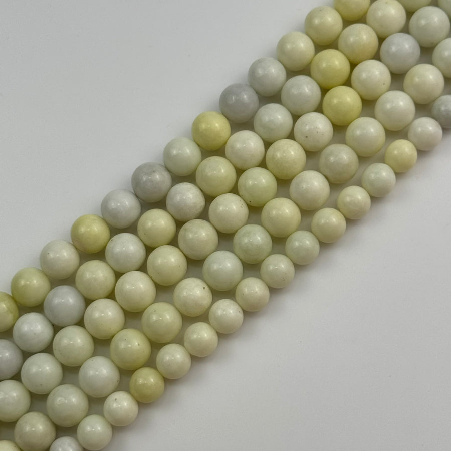 Light Yellow Serpentine Polished Round Beads image 0
