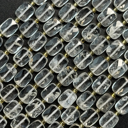 Clear Quartz Rectangular Faceted Cushion Cut 10xÂ8 mm Beads image 2