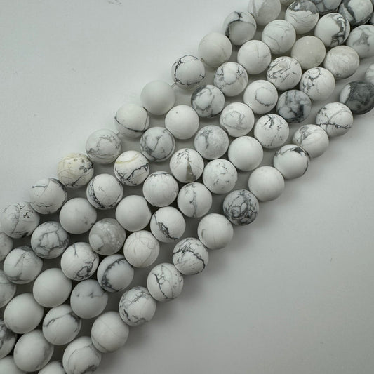 Howlite Frosted Finish Round Shape Gemstone Beads (A Quality)
