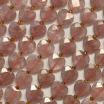 Strawberry Quartz Faceted Heart Shape Beads image 1