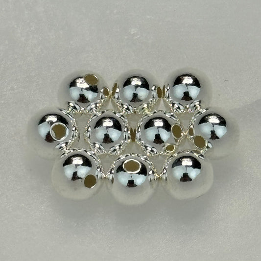 925 Sterling Silver Smooth Beads Set - Various Colors - 3mm to 8mm - (10/pkg) image 0