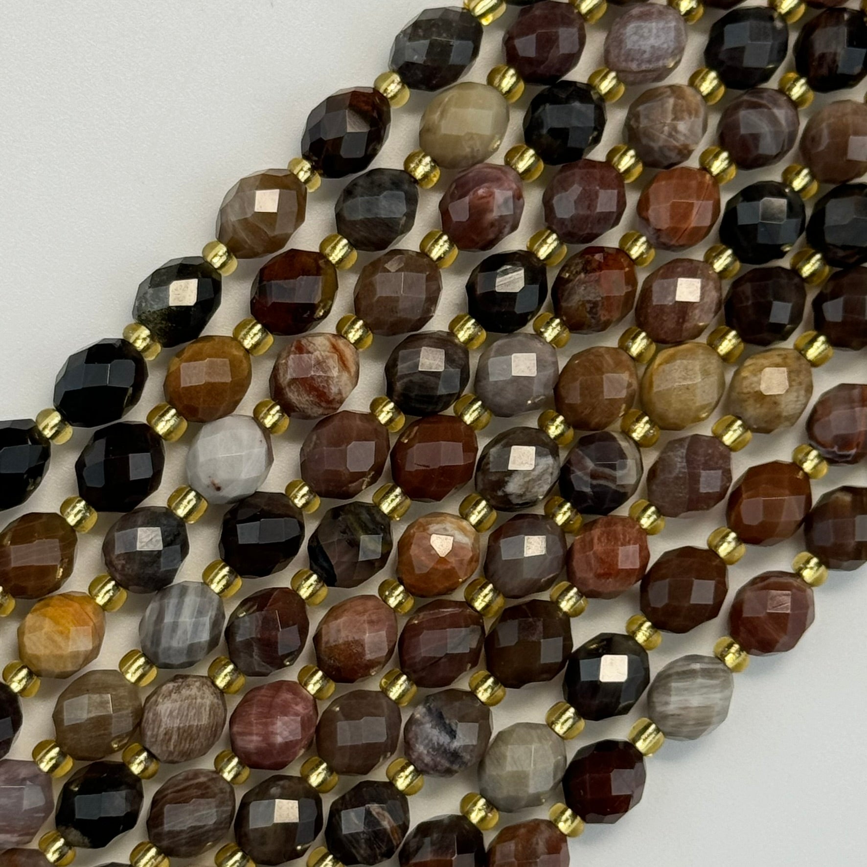 Petrified Wood  Faceted Barrel 8 Beads image 0
