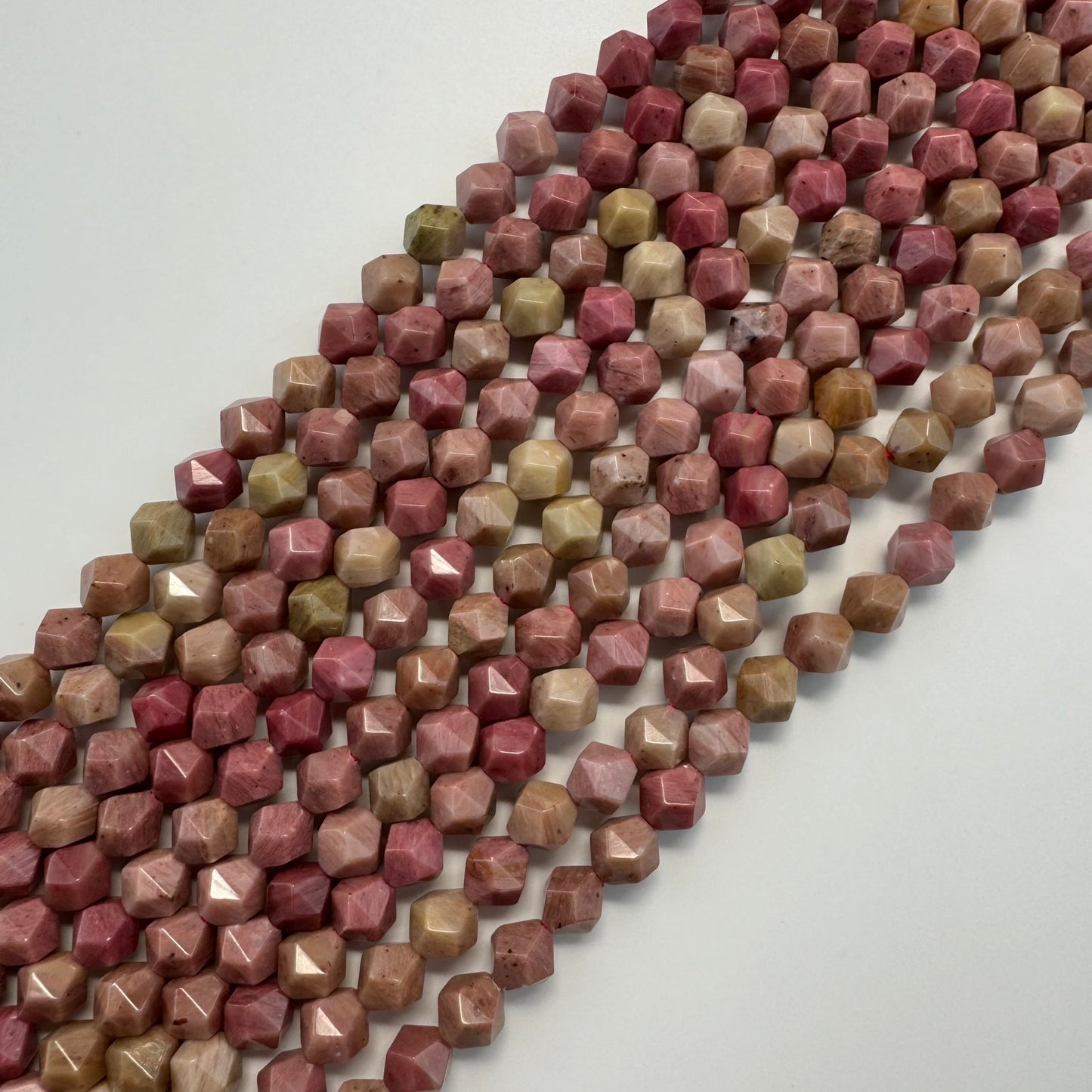 Rhodonite Diamond Cut Beads - A Quality image 0