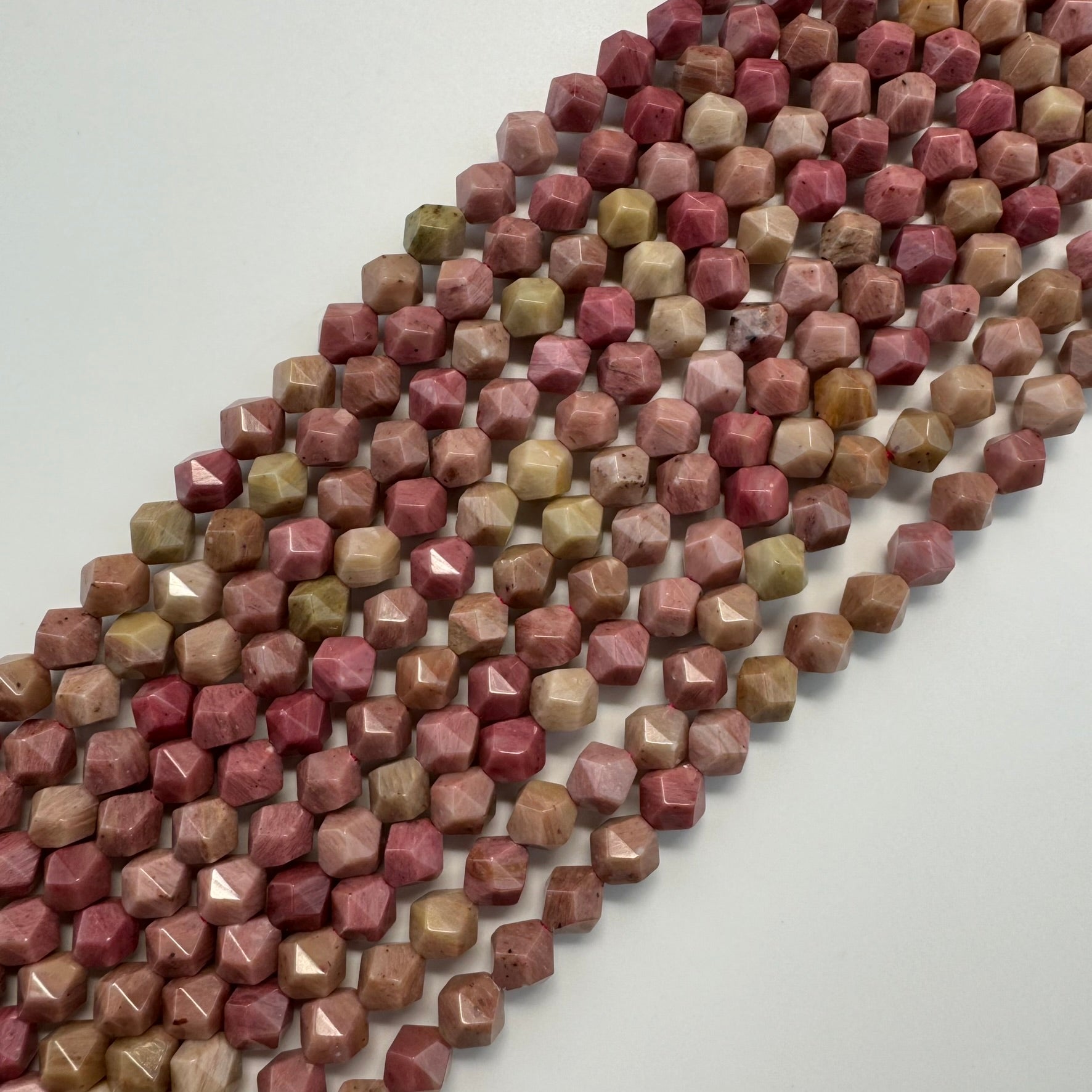 Rhodonite Diamond Cut Beads - A Quality image 0