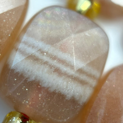 Sunstone Moonstone Rectangular Faceted Cushion Cut Beads10xÂ8 mm Beads image 5