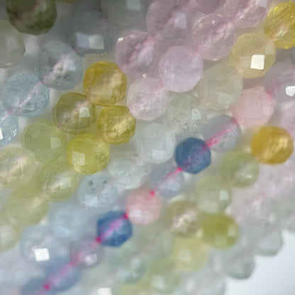 Morganite Aquamarine Faceted Round Beads - AAA Quality image 1