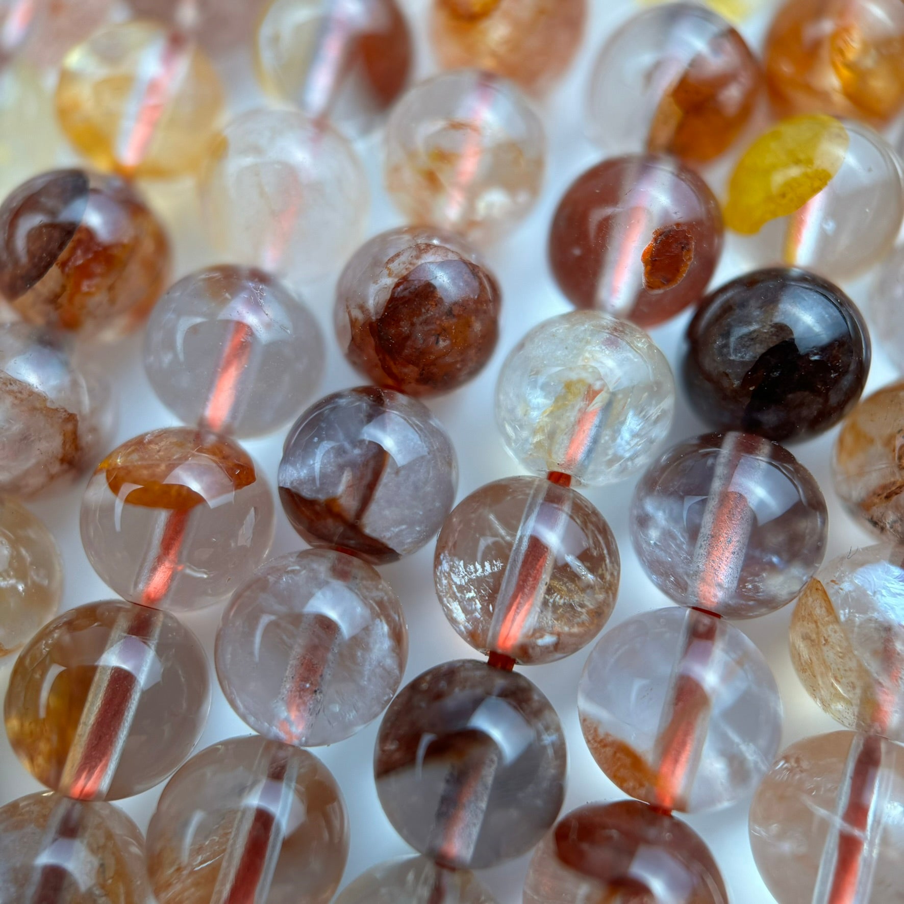 Red Hematoid Quartz Polished  Round Beads image 5