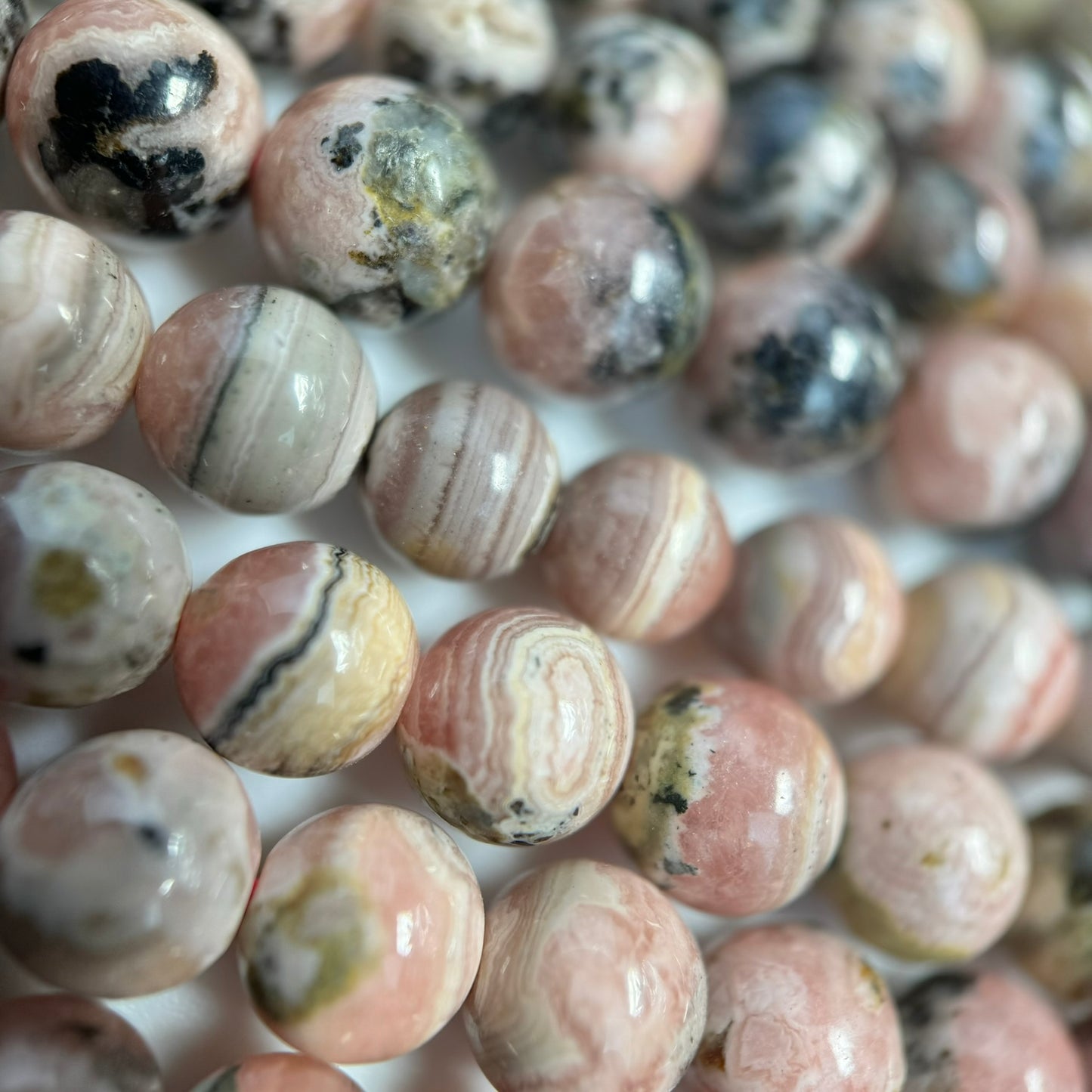 Dendritic Rhodochrosite Polished Round Beads image 12