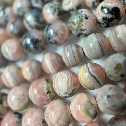 Dendritic Rhodochrosite Polished Round Beads image 12
