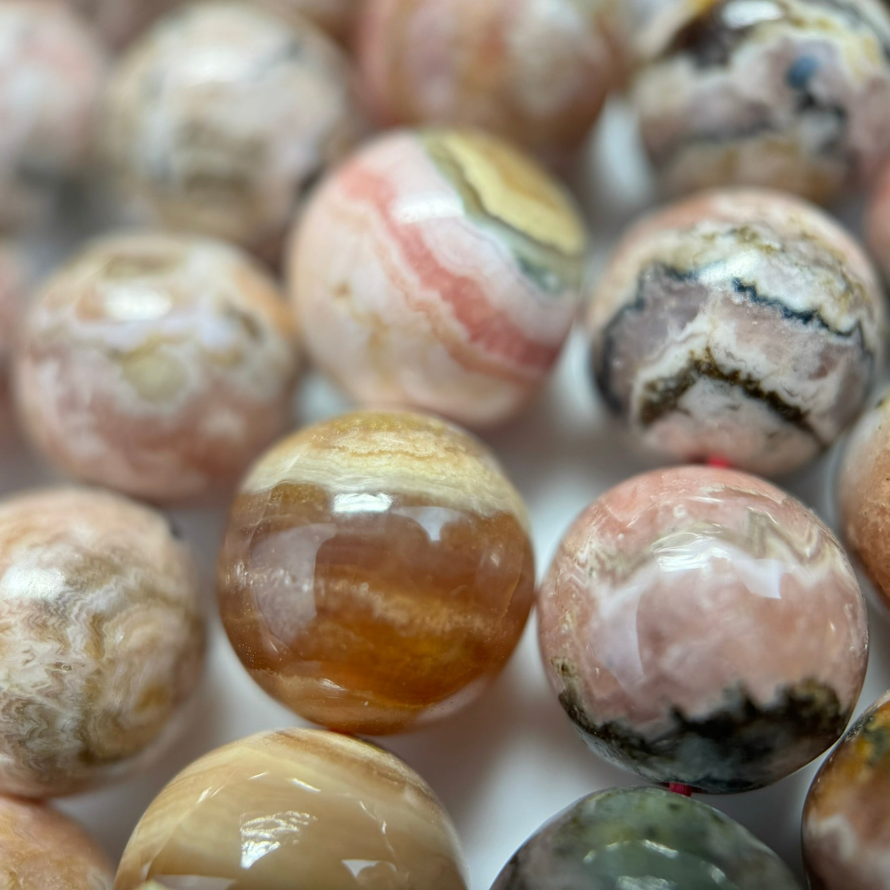 Dendritic Rhodochrosite Polished Round Beads image 9