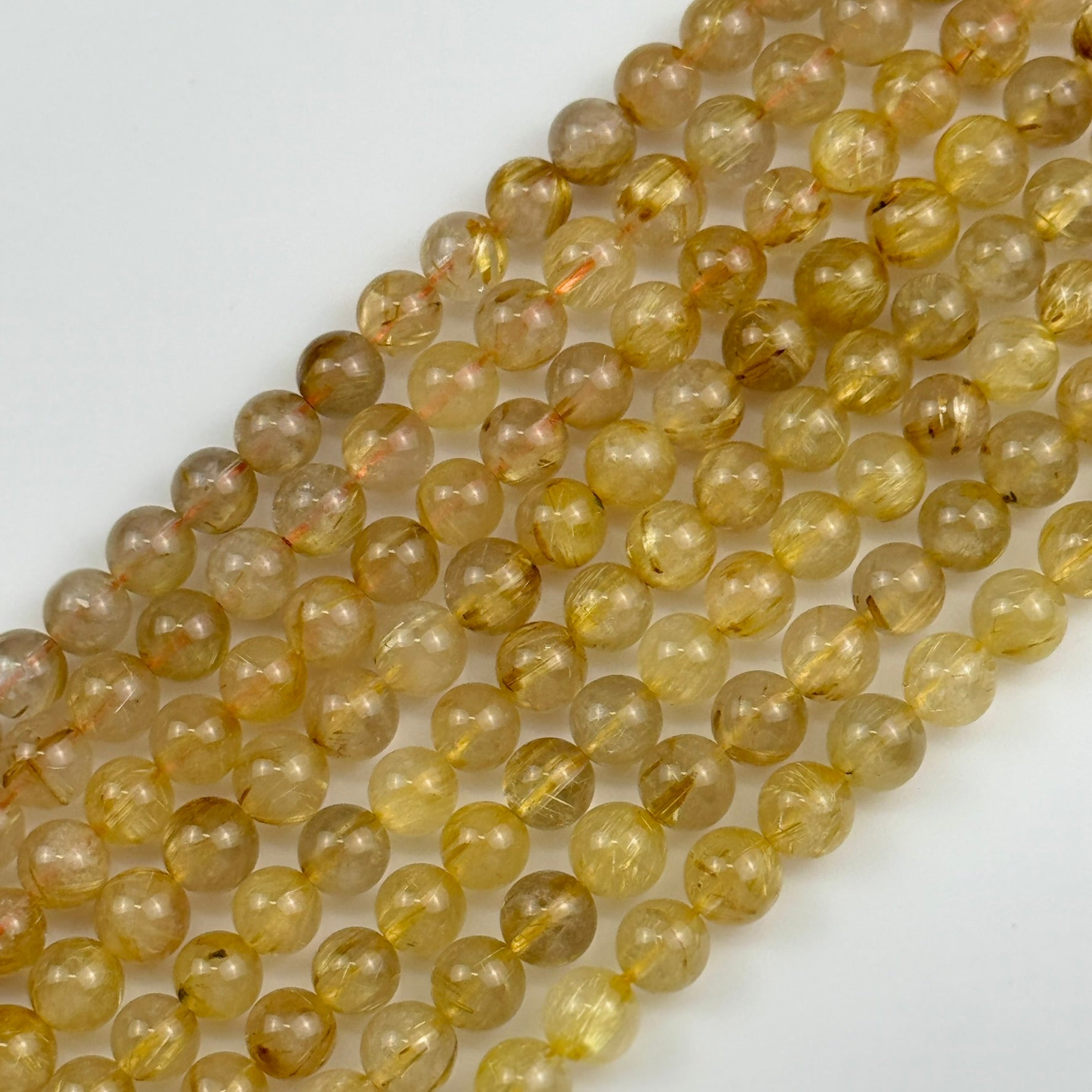 Golden Rutilated Quartz AAA Polished 8mm Round Beads image 4