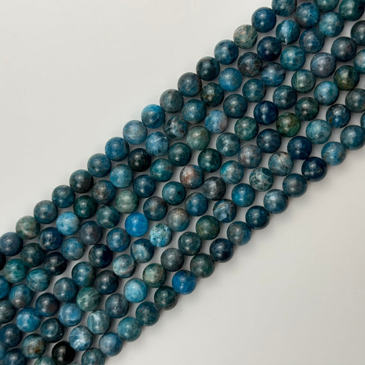 Blue Apatite Polished Round Beads