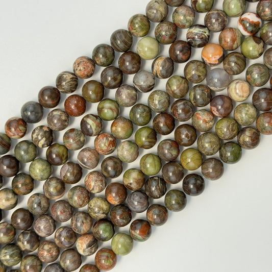 Jasper Brown Rainforest Polished Round Beads (AA Quality)