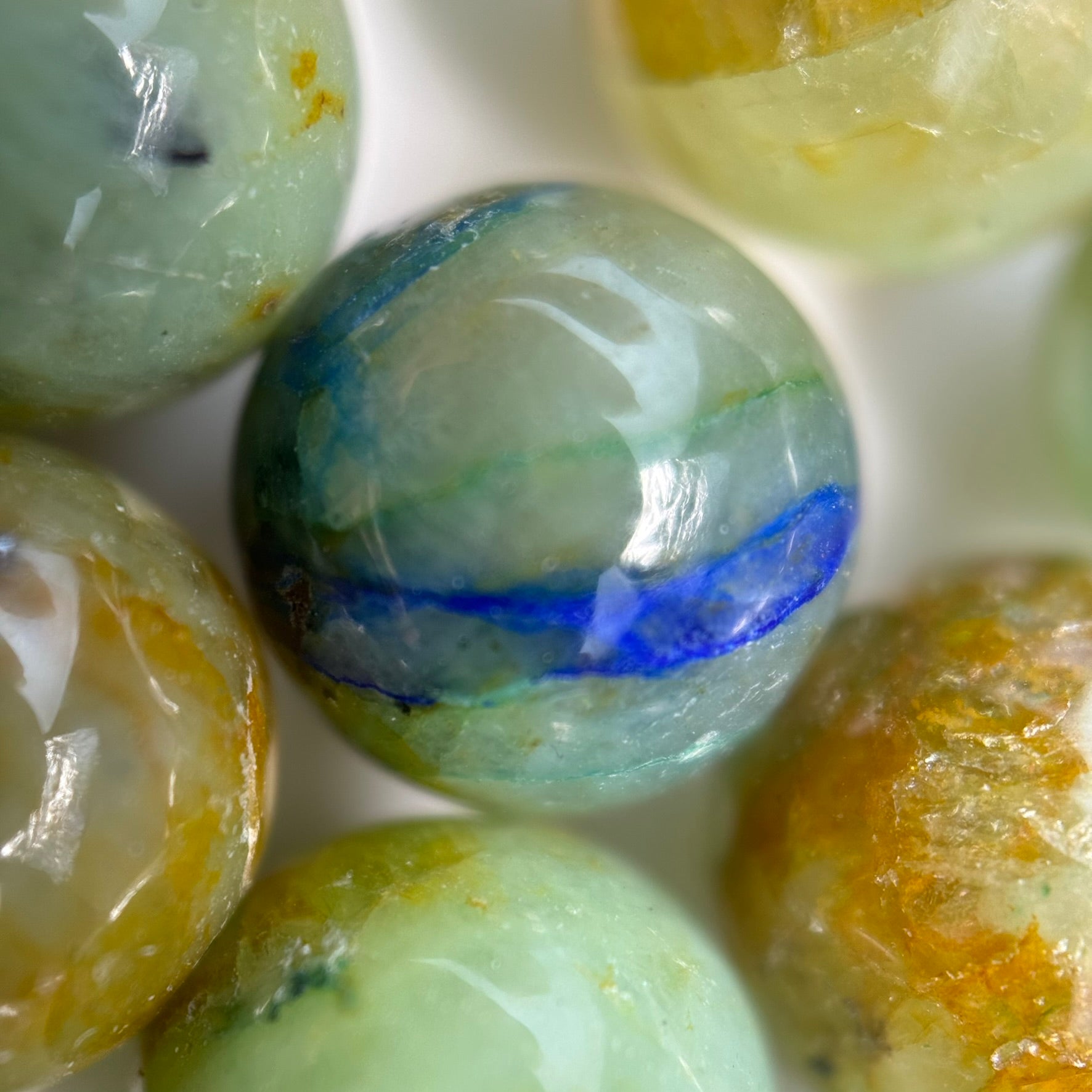 Azurite and Chrysocolla Polished Round Beads  - A Quality image 8
