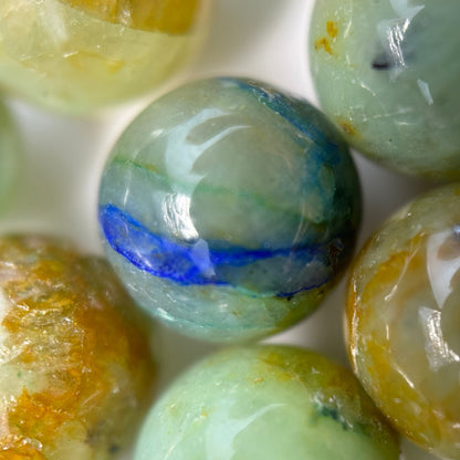Azurite and Chrysocolla Polished Round Beads  - A Quality image 8