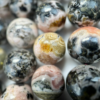 Dendritic Rhodochrosite Polished Round Beads image 5
