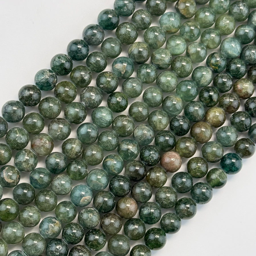 Cat's Eye Green Apatite Polished Round Beads image 0