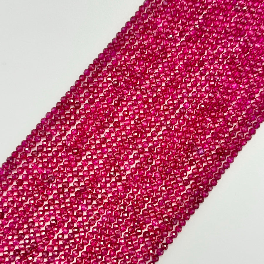 Synthetic Ruby Faceted Round Beads image 0