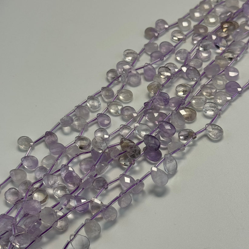 Light lavender amethyst in pear shape and faceted finish