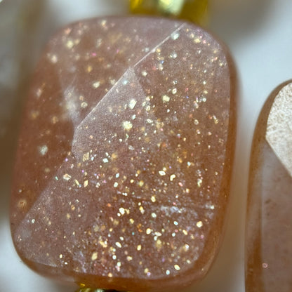 Sunstone Moonstone Rectangular Faceted Cushion Cut Beads10xÂ8 mm Beads image 1