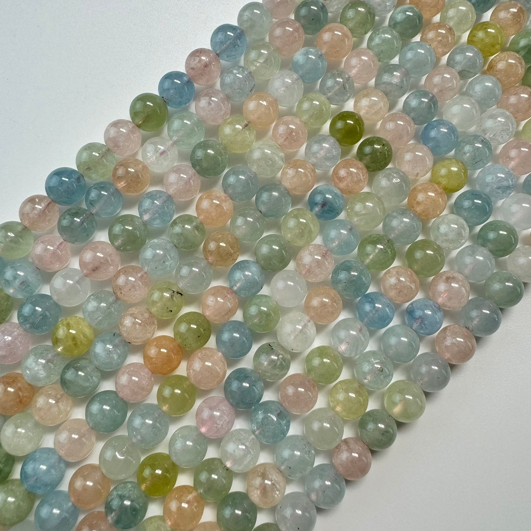 Aquamarine Morganite AA Polished Round Beads image 2