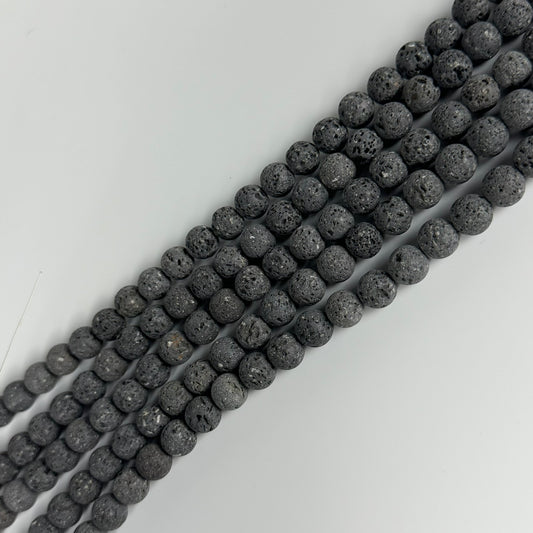 Black Lava Stones Beads - Unwaxed Round Beads