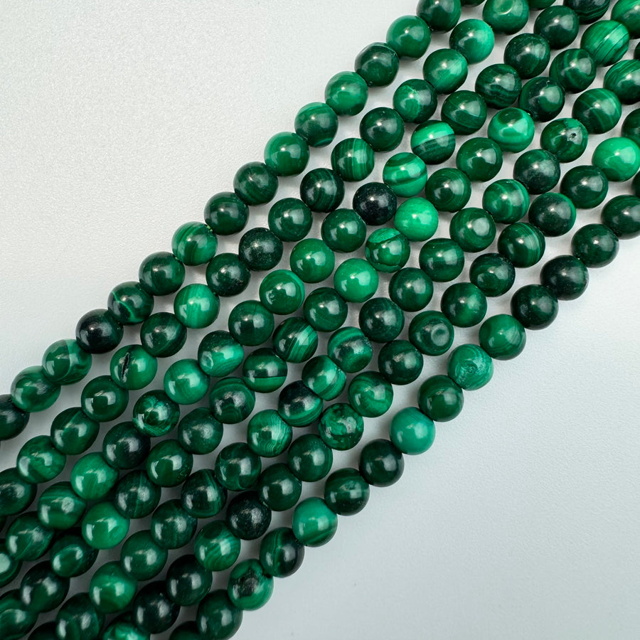 Malachite Polished Round Beads  A-AA-AAA Quality image 0