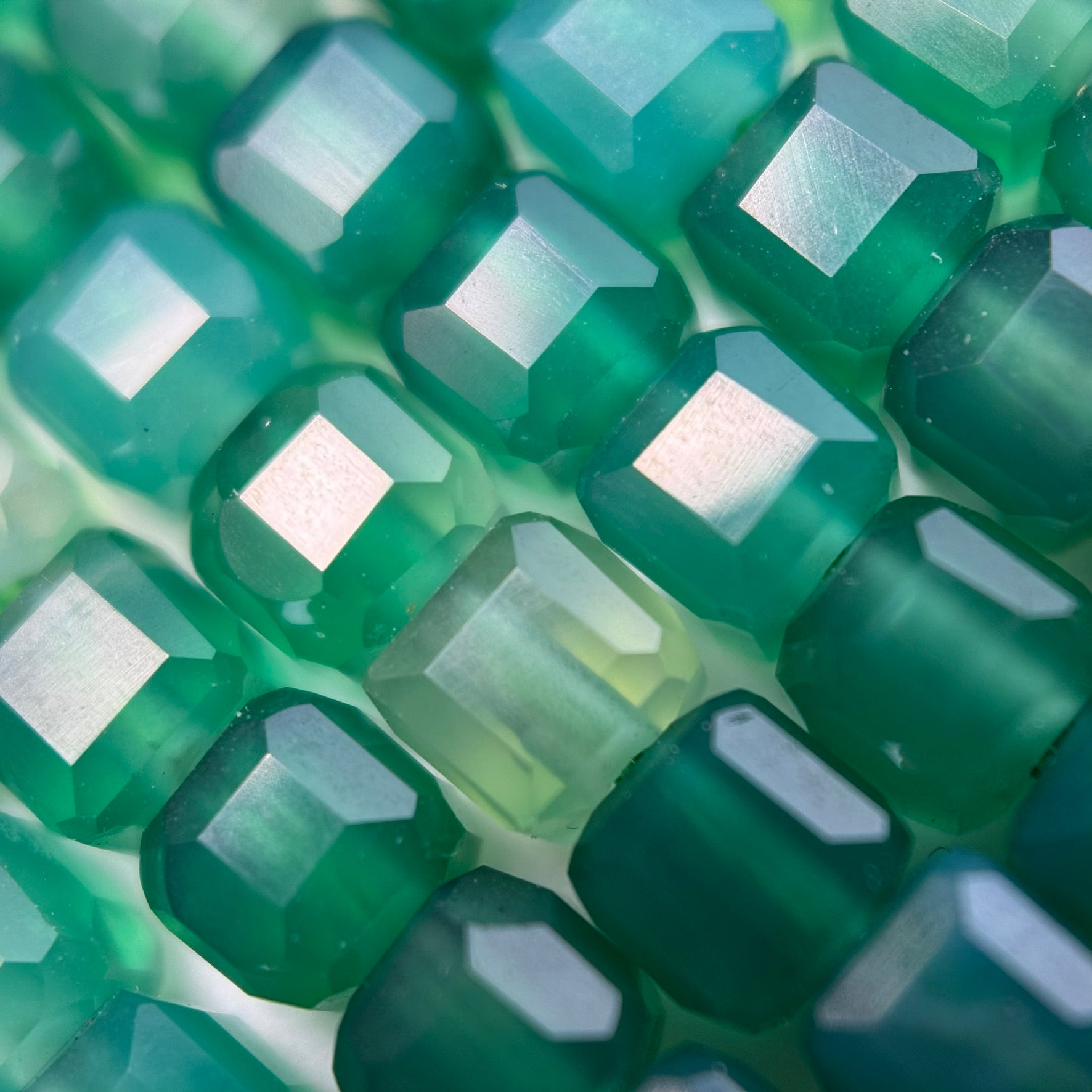 Green Dyed Chalcedony Square Beads image 4