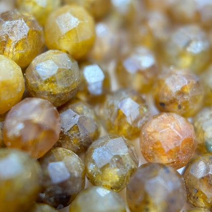 Dark Yellow Apatite Faceted Round Beads image 4