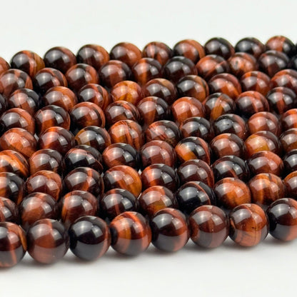 Red Tiger's Eye Polished Round Beads image 3