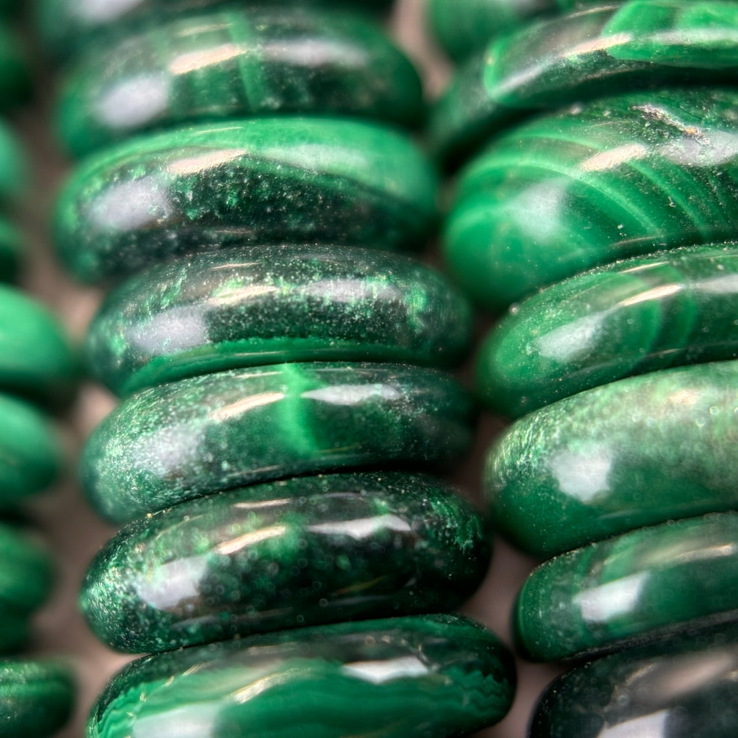 Malachite Rondelle Polished Beads image 6