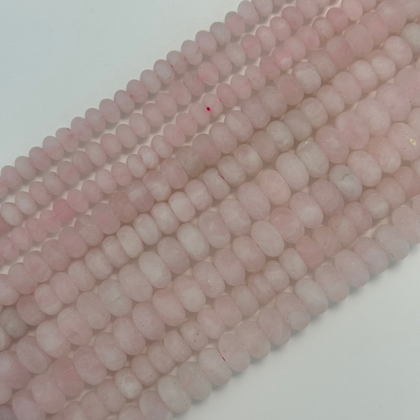 Rose Quartz Frosted Rondelle Beads image 0